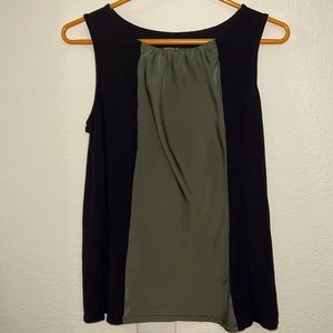 Merona black and green sleeveless top. Dressy or casual. Size M. Flowy. TTS